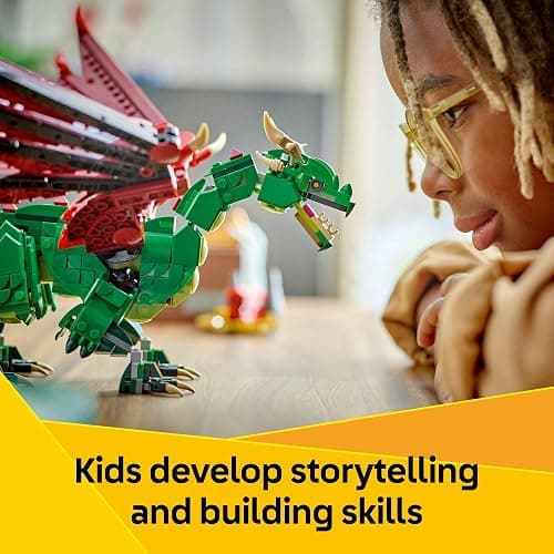 LEGO Creator 3 in 1 Medieval Dragon Toy - Building Toy with 3 Build Options, Dragon, Sea Serpent, or Phoenix - Fantasy Set for Kids, Boys and Girls, Ages 9+ - Gift Idea for Birthdays - 31161 thumbnail 3