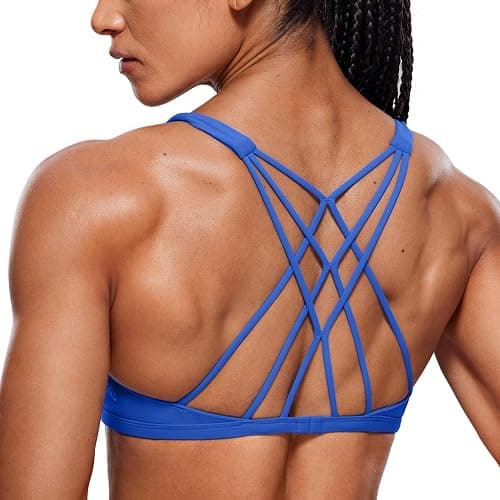 CRZ YOGA Womens Naked Feeling Criss Cross Sports Bra - Strappy Back Padded Medium Support Wireless Gym Cami Workout Yoga - Image 1