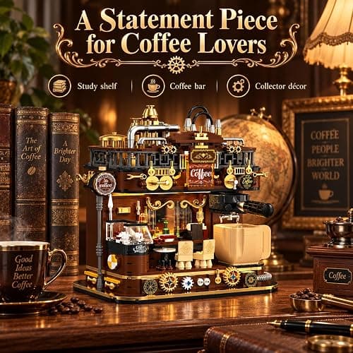 modopia Retro Steampunk Coffee Shop Building Set, Cafe House for Adults | City Retro Corner Tiny Architecture with Light, Vintage Street View Model, Home Bookshelf Decor Gift Ideas thumbnail 8