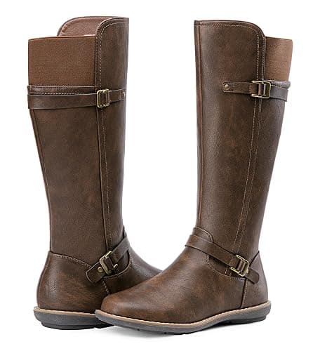 Jeossy Women's 9655 Knee High Boots Flat Riding Tall Boots with Buckle and Side Zipper thumbnail 7