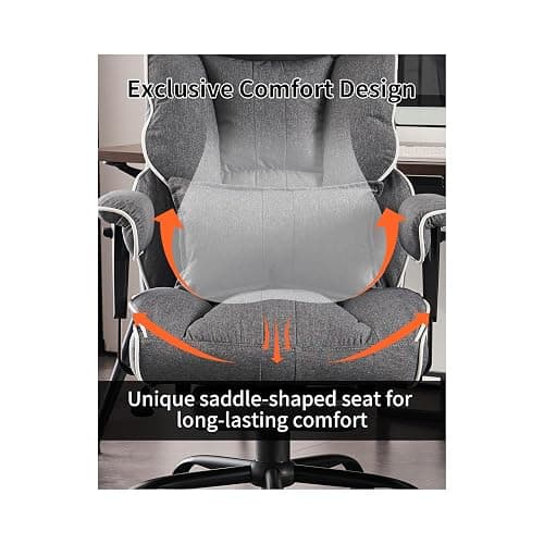Efomao Fabric Office Chair, Big and Tall Office Chair 400 lb Weight Capacity, High Back Executive Office Chair with Foot Rest, Ergonomic Office Chair for Back Pain Relief, Gray thumbnail 7