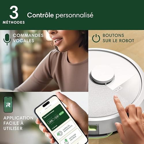 iRobot Roomba 105 Combo+AutoEmpty Dock - Robot Aspirateur Laveur 2en1 - Aspiration de 7KPa - Navigation LiDAR - Détection des Tapis - Zones de Nettoyage et d'Évitement - 4 Niveaux d'Aspiration - Blanc thumbnail 10