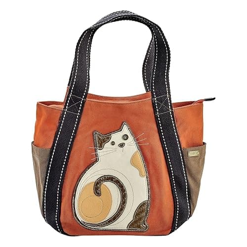 Chala Carryall Zip Tote, Lazzy Cat, Orange - Image 1