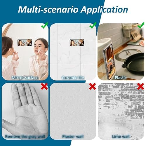 3PCS Phone Suction Pad Sticky Case for Wall Phone Holder Sticky Case Double Sided 24 Suction Pad Anti-Slip Hands-Free for Shower Mirror Glass Car Selfies Videos (Black White Pink) thumbnail 4