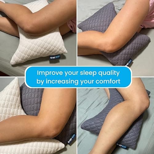 Sidney Sleep Mini Travel Size Neck Pillow - Knee, Back Lumbar and Support - Small Curved Pillow - 14 x 19 Inches - Adjustable Loft - Washable - Drawstring Backpack Included (Mini - Grey) thumbnail 4