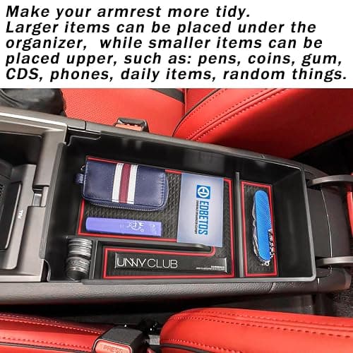 EDBETOS Center Console Organizer Tray Compatible with Kia K5 GT Line DL3 Accessories 2021-2023 2024 2025 2026 Interior Secondary Armrest Storage Box, ABS Material Insert Tray, Red Trim thumbnail 6