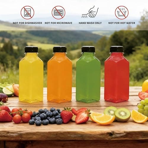 Bouolops 16oz 10pcs Empty Plastic Juice Bottles with Caps,Juice Containers for Juice, Milk and Other Beverages,Clear Juicing Bottles for Food Grade. thumbnail 3