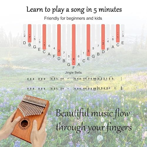 Kalimba Thumb Piano, YUNDIE Portable 17 Keys Mbira Finger Piano with Tune Hammer and Instruction,Musical Instruments Birthday Gift for Adult Beginners Professional(Brown) thumbnail 3