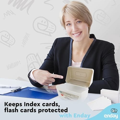 Enday Index Card Holder Grey, 3x5 Note Flash Card Organizer Case, Stackable Index Card File with flip top, Notecard Recipe Purple, Red, Green, Blue, Grey, Pink Holder, Holds 250 Cards thumbnail 7