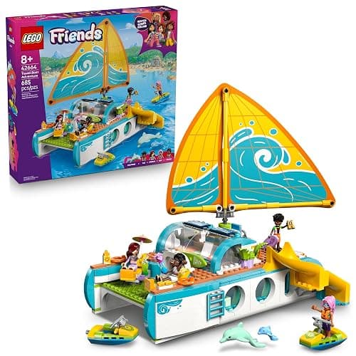LEGO Friends Travel Boat Adventure Pretend Play Building Toy - Toy Boat Playset with Playful Dolphin Figurines and 4 Minidolls - Birthday Gift Idea for Girls and Boys, Ages 8 and Up - 42664 - Image 1