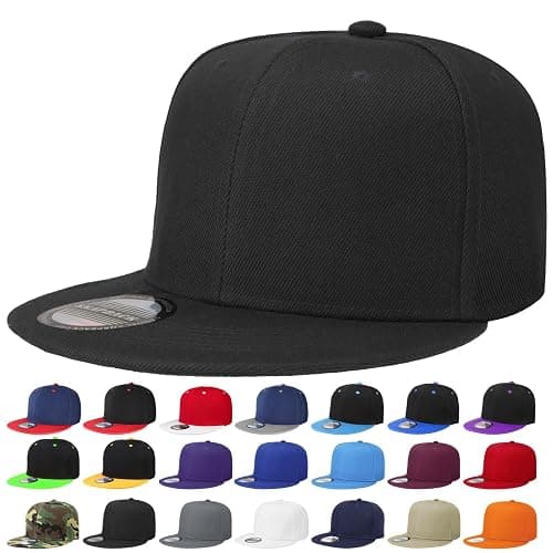 Classic Snapback Hat Cap Hip Hop Style Flat Bill Blank Solid Color Adjustable Size - Image 1