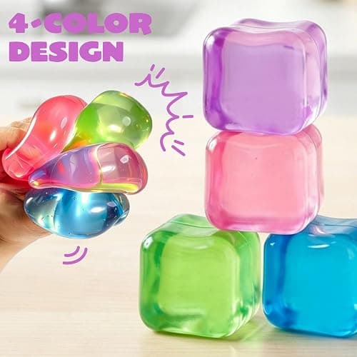 JOYIN 4 Pack Stress Cube, 2'' High Density Ice Cube Fidget Toy, Stress Relief with Slow Rising Sensory Squishy Toys for Kids Adults, Birthday Gifts, Party Favors, Classroom Prizes for Boys Girls thumbnail 6