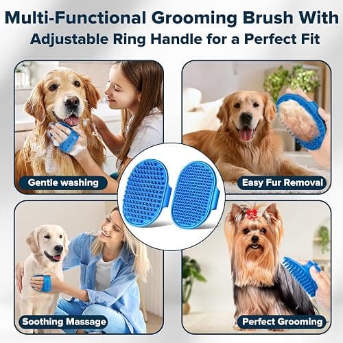 Augwind 6PCS Pet Grooming Kit for Dogs,Cats and Horses | Dog Washing Gloves | Dog Bath Brush | Dog Bath Gloves | Dog Shampoo Brush | Pet Grooming Gloves | Dog Bath Supplies (Navy Blue) thumbnail 5