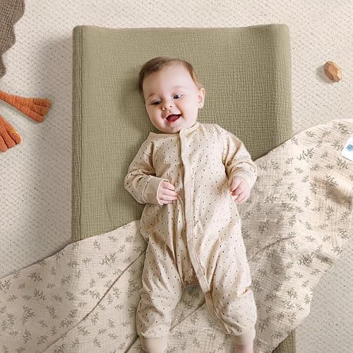 lulumoon Muslin Changing Pad Covers: Baby Cotton Changing Table Covers - Soft Changing Pad Sheets for Boys Girls - Autumn Leaf thumbnail 6