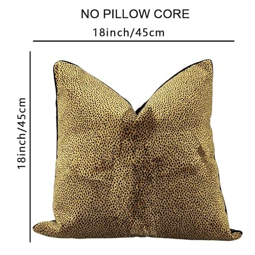 1pc luxury palace royal contemporary pillow cover, Leopard dot black and gold animal pattern single-sided high-precision jacquard velvet cutting process with zipper 18 x 18 inches (no pillow core) thumbnail 2
