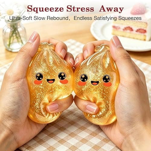 Colorful Glitter Squishy Toy with Box, Giant Crazy Squishy Toys, Stretchable Squishies Squeeze Stress Balls Fidget Sensory Squishy for Holiday (Gold) thumbnail 4