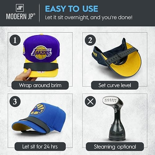 Modern JP Hat Brim Bender (1 PC) - Perfect Hat Curve Band, Steaming Optional Hat Shaper - Easy Snap-on Hat Curver Tool with 9 Brim Curve Options - Black thumbnail 3
