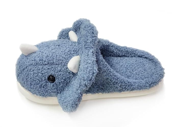 Avilego Unisex Dinosaur Plush House Slippers - Soft Indoor & Outdoor Fuzzy Winter Slippers thumbnail 5