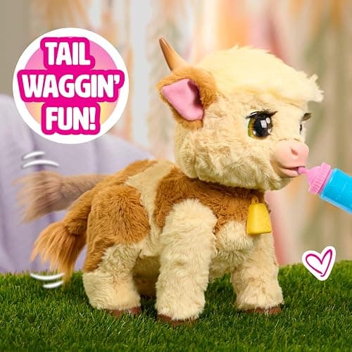 Just Play furReal Maggie The Feed & Follow Cow, 11 Inch Interactive Highland Mini Cow, for Boys and Girls, Ages 4 and up thumbnail 5