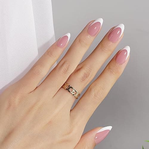 Canvalite French Tip Press on Nails - 300Pcs Pre-Colored Short Gel Nail Tips, Quick and Easy Almond Fake Nails With Designs, DIY French Tip, Pink White thumbnail 2