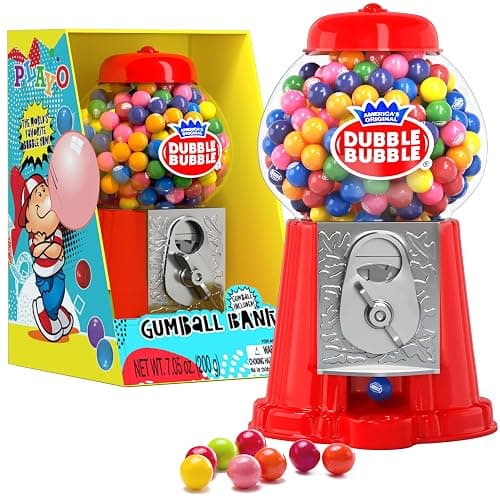 Gumball Machine for Kids 8.5" - Coin Operated Bubble Gum Machine and Toy Bank - Candy Machine Dispenser Includes 85 Gum Balls - Great Candy Dispenser Machine Gift Toys for Girls and Boys (Red) thumbnail 8