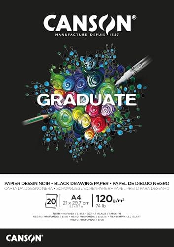 CANSON Graduate Papier dessin noir - Bloc 20 feuilles A4 - 120g/m² - Image 1