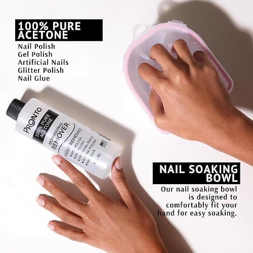Pronto Gel Nail Polish Remover Kit - 16oz Pure Acetone, Nail Soaking Bowl, Moisturizing Cuticle Oil, Manicure Kit Including Gel Nail Polish Tools, Nail File, Nail Buffer, Cuticle Pusher & Nail Scraper thumbnail 5