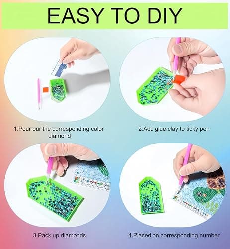 6 Pack Small Diamond Painting Kits for Kids Beginners, 5D Gem Art by Number for Children Ages 6-8-12,Cute Animal Elephant Fun DIY Dot Painting Set,Home Wall Decor 6x6 Inch thumbnail 7