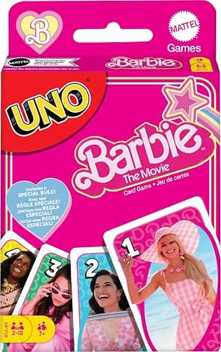 Mattel Games UNO Barbie The Movie Card Game for Kids & Adults Featuring Characters Graphics & Special Rule, 2 to 10 Players - Barbie Movie - Image 1