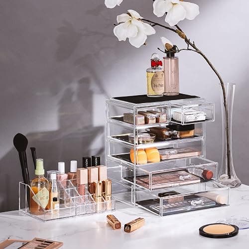 Sorbus Acrylic Makeup Organizer Set, 6-Drawer Vanity & Countertop Cosmetic Storage with Small & Wide Compartments, Clear Makeup Storage for Brushes, Jewelry – Holiday Gift for Women & Teens thumbnail 2