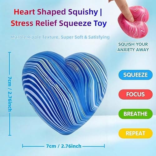 Xinbalove Love Shape Squishy Squeeze Toys, Anxiety Sensory Stress Hand Toys, Soft Heart Balls for Stress Relief, Classroom Prizes, Calming Adults Fidget Toys thumbnail 2