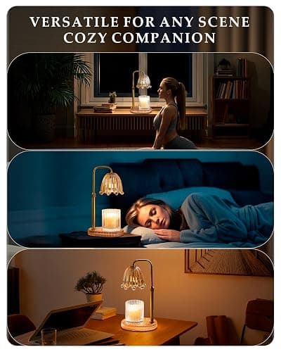 GleeNflux Candle Warmer Lamp with Timer, Dimmer & Adjustable Height, 20MM Crystal Base, 2 Blubs, Fit Jar Scented Candles, Safe Aromatherapy Light for Sleep, Work, Yoga, Bedroom, Office, Gift for Women thumbnail 7