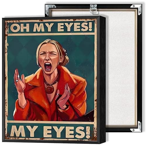 Funny Screaming Woman Quote Wall Art Trendy Oh My Eyes Bathroom Canvas Posters Whimsical Crazy Quirky Humor Prints Painting For Living Room Bathroom Restroom Wall Decor 12x16in Unframed - Image 1