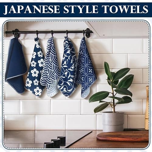 Noveread 36 Pack Japanese Reusable Cleaning Cloths Washable Cotton Kitchen Towels for Home (Blue) thumbnail 2
