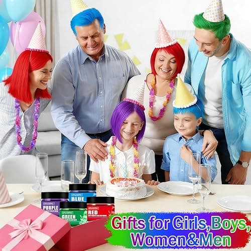 4 Colors Temporary Hair Color for Kids,Gifts for Teens,Girls,Boys,Gifts for Kids,Temporary Hair Dye,Hair Color Spray Green Red Blue Purple Hair Dye Hair Wax Color,Instant Color Wax Halloween Party thumbnail 2