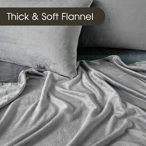 Sheets Queen, Extra Deep Pocket Sheet Set Up to 24" Inches,250 GSM Velvet Plush Fleece Sheets Warm No Slip Bed Sheet Sets Grey thumbnail 3