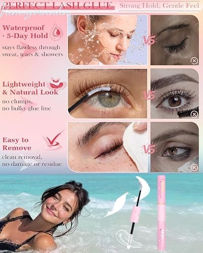 Natural Brown Lash Clusters Kit Wispy Eyelashes Clusters Kit C Curl Cluster Eyelash Extensions 10-16mm Cluster Lashes DIY Eyelash Clusters Waterproof Individual Lashes Extension Kit with Brush thumbnail 4