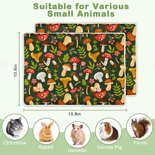 Glittme 2Pcs Bunny Bed Rabbit Bed for Indoor Cage Soft Guinea Pig Bed Fleece Mat Pad Warm Small Animal Bedding Accessories for Hamster Ferret Washable Non-Slip Rabbit Hide House Liner thumbnail 6