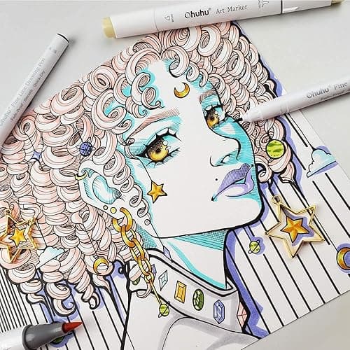 Ohuhu Fineliner Pens Micro Drawing Pens: 8-size Tips (Ultra-fine, Fine & Brush) Waterproof Pigment Black Ink for Illustration Drawing Journaling Sketching for Artist Beginners thumbnail 5