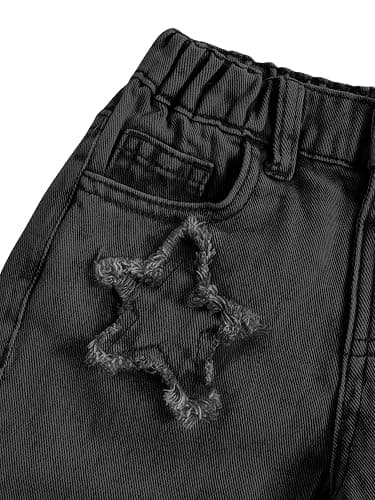 WDIRARA Toddler Girl's Star Print High Waisted Jeans Denim Pants with Pockets thumbnail 3