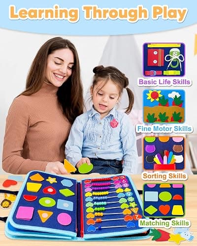 Exorany Busy Board Montessori Toys for Toddler Boy Birthday Gifts, Busy Book Sensory Learning Toys for Toddlers, Toddler Boy Airplane Car Travel Toy Educational Activities thumbnail 6
