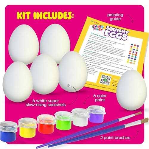 Dan&Darci Easter Egg Squishy Painting Kit - Arts & Crafts for Girls and Boys - Kids Art Activities - Craft Gift for Kid Ages 6 7 8 9 10 Year Old Girl Gifts - Decorate 6 Slow Rising Squishies thumbnail 2