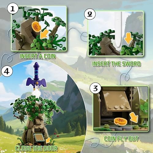 Tree & Sword Building Block Set for Boys, Compatible with Lego Set, Luminous Sword & Coin Toss Game, Magic Tree Game Action Figures Collectible Model Toys Gifts for Adult, Kids 8+ thumbnail 4