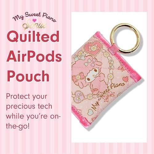 Sonix x Sanrio Quilted Earbud Pouch | Premium Cotton Bag Charm for AirPods, Keychain Storage Case Cover with Carabiner Ring | My Sweet Piano thumbnail 5