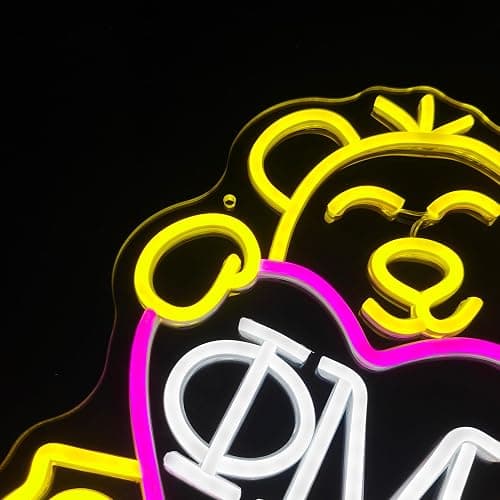 ΦM Sorority Teddy Bear Neon Signs,Dimmable Phi Mu LED Neon Lights for Wall Decor,Sorority USB Powered Neon Wall Sign for Bedroom,Paraphernalia,Gifts,9.8x13.4 inches. thumbnail 2