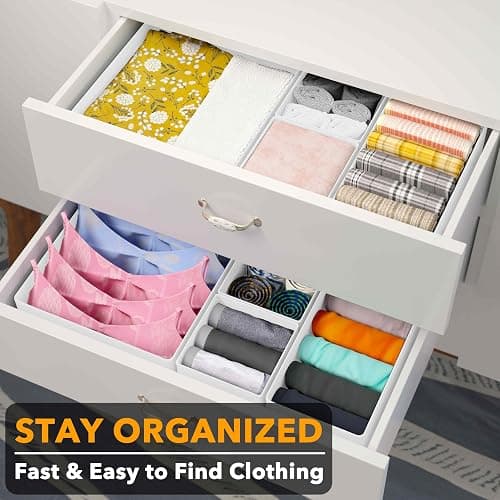 SpaceAid Drawer Organizer Clothes, 12 Pack Dresser Organizer Bins for Nursery, Closet Organization and Storage Dividers for Clothing, Baby Clothes, Underwears, Socks (White) thumbnail 4