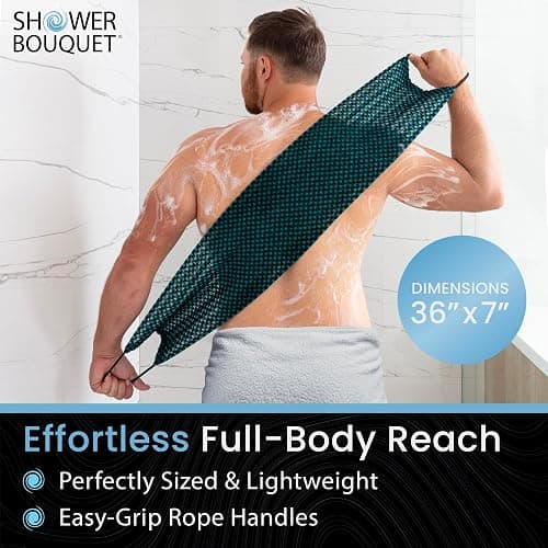 Japanese Exfoliating Washcloth for Back & Body - Charcoal & Silver Ion Exfoliating Towel - Two-Sided Gentle Exfoliation thumbnail 4