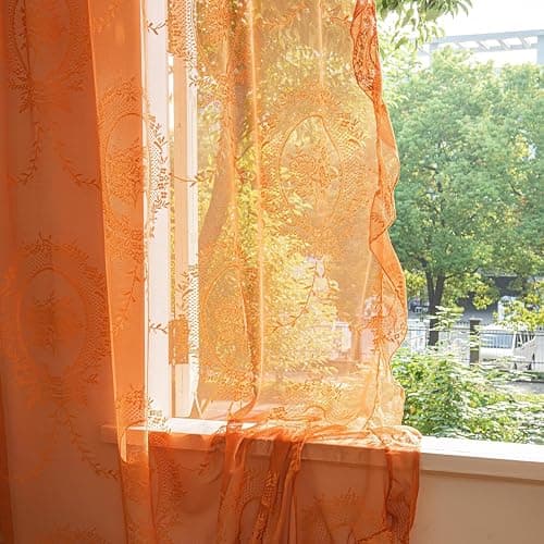 LIVING ROOM: Orange Sheer Lace Curtains thumbnail 8
