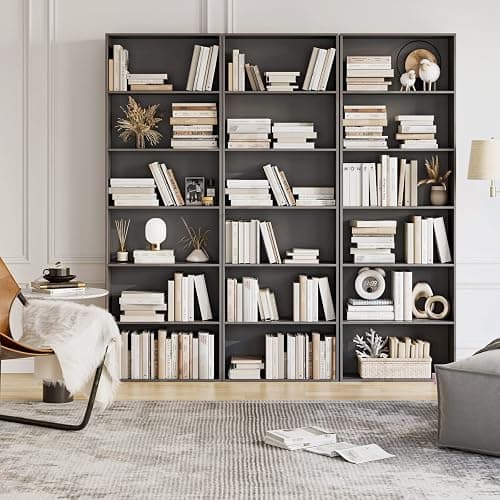 FOTOSOK 6-Tier Open Bookcase and Bookshelf, Freestanding Display Storage Shelves Tall Bookcase for Bedroom, Living Room and Office, Dark Gray thumbnail 5