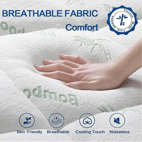 Mattress Topper Twin XL Size, Cooling Extra Thick Breathable Viscose Made from Bamboo Mattress pad, Soft Quilted Fitted Mattress Cover with 1000 GSM Down Alternative Fill (8-21”Deep Pocket) thumbnail 3